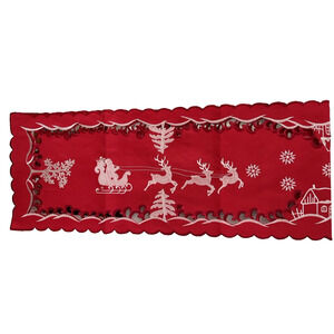 NWT Christmas Santa's Sleigh Table Runner Red Wimpole Street Creations 64" x 13"